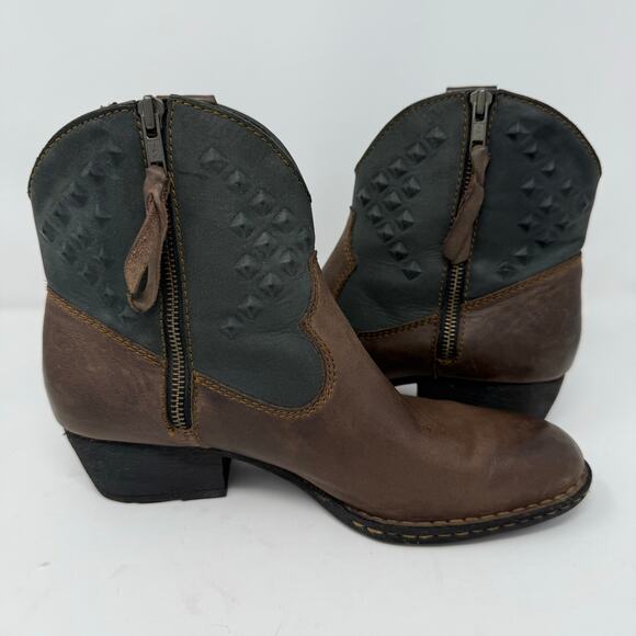 Born Brown and Dark Green Ankle Boots - Picture 5 of 8
